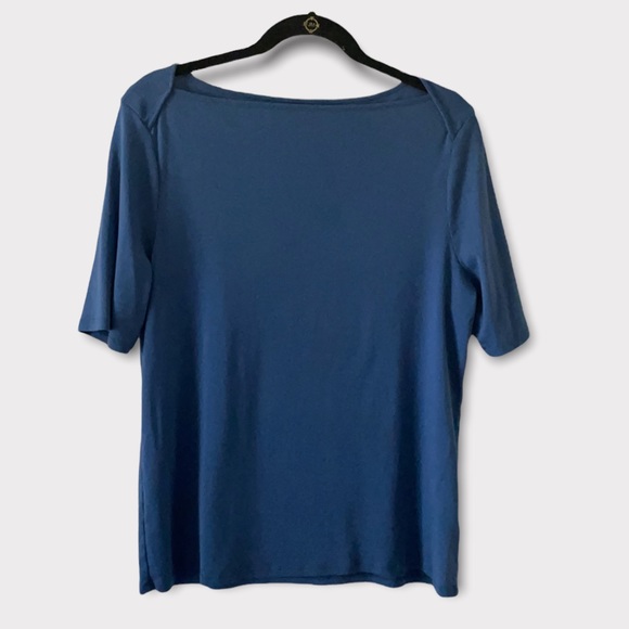 Talbots 100% Pima Cotton Short Sleeve Blue Top XL - Picture 4 of 7